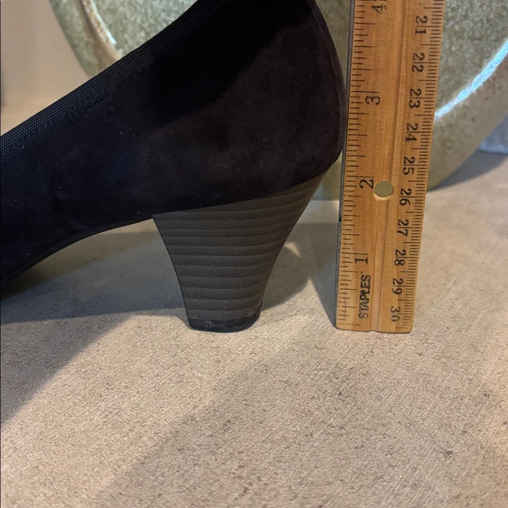 Gabor European Black Crystal Embellished Suede Pumps